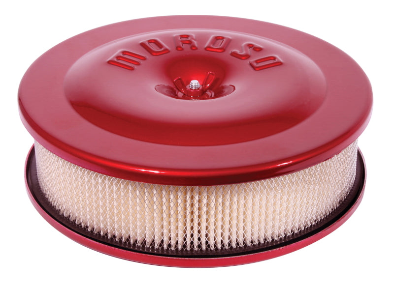 Moroso Race/Street Air Cleaner - 8-1/2in x 2-3/8in Filter - Aluminum - Red Powder Coat Fuel Filters Moroso