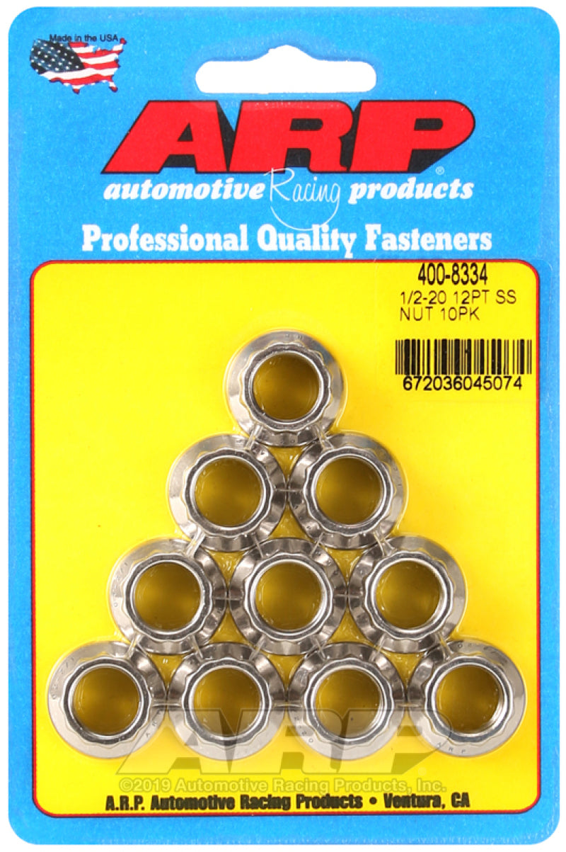 ARP 1/2in x 20 SS 12pt Nut Kit (10/pkg) Hardware Kits - Other ARP