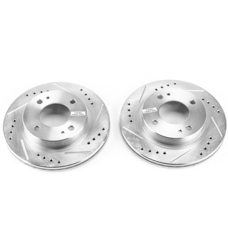 Power Stop 14-15 Mitsubishi Mirage Front Evolution Drilled & Slotted Rotors - Pair Brake Rotors - Slot & Drilled PowerStop