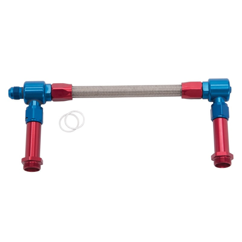 Russell Performance -8 AN to -8 AN ProFlex Holley 4150 Dual Inlet Carb Kit (Red/Blue) Carburetor Fuel Inlet Kits Russell