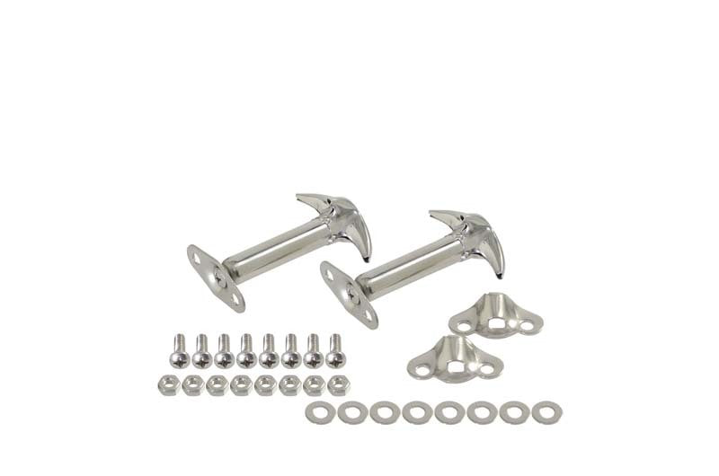 Kentrol 55-95 Jeep CJ/Wrangler YJ Hood Catch Pair - Polished Silver Hoods Kentrol