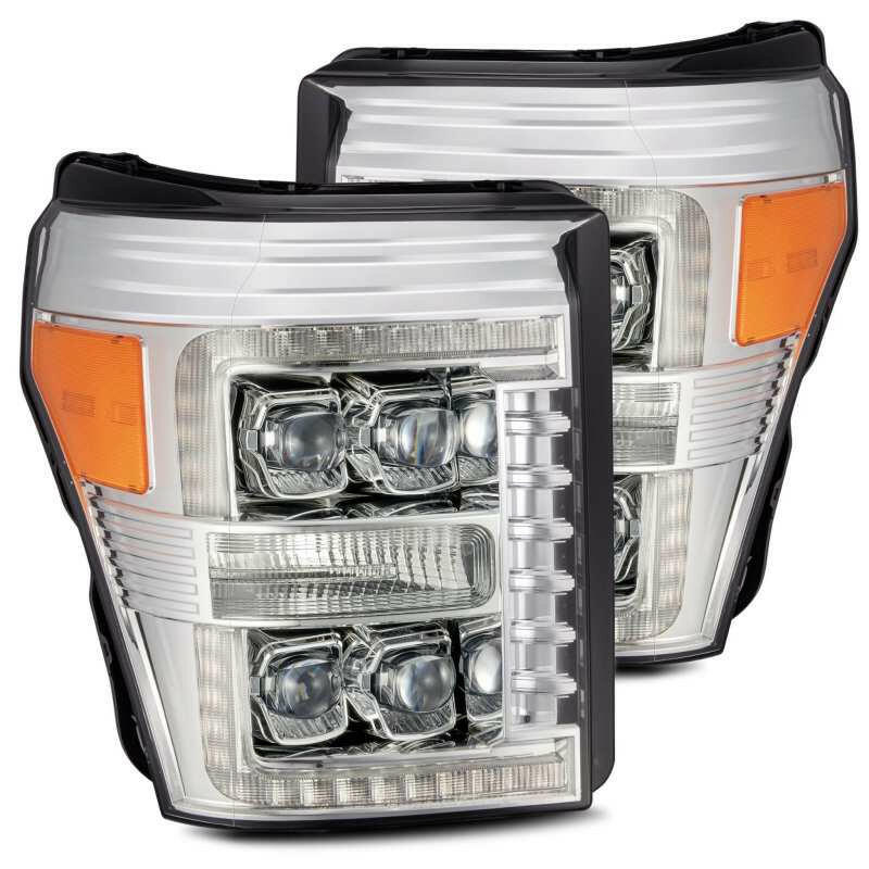 AlphaRex 11-16 Ford F-350 SD NOVA LED Proj Headlights Plank Style Chrm w/Activ Light/Seq Signal Headlights AlphaRex
