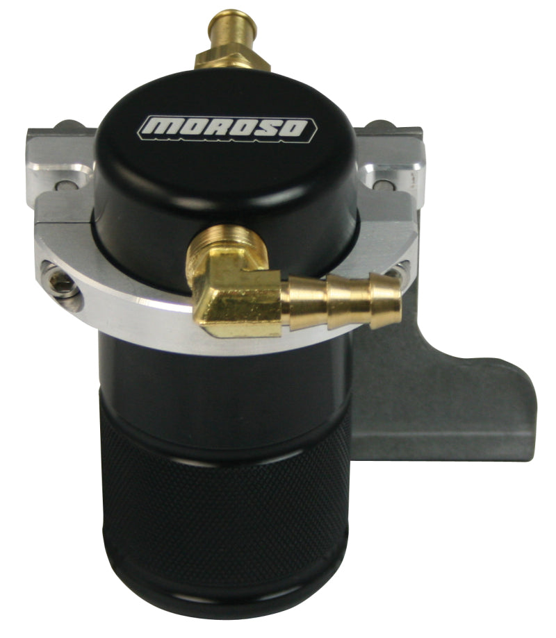 Moroso 10-15 Chevrolet Camaro SS (w/Edelbrock S.C.) Air/Oil Separator Catch Can - Billet Alum -Black Oil Catch Cans Moroso
