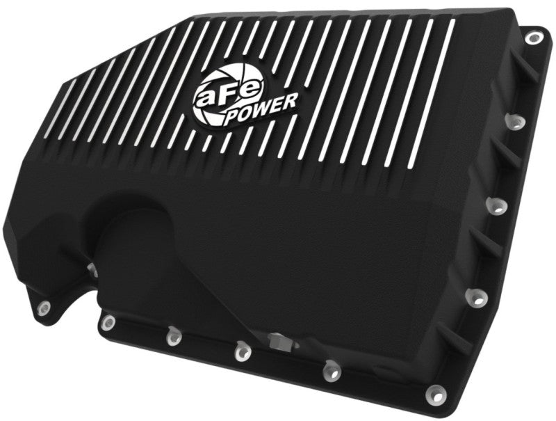 aFe 05-19 VW 1.8L/2.0L w/o Oil Sensor Engine Oil Pan Black POWER Street Series w/ Machined Fins Diff Covers aFe