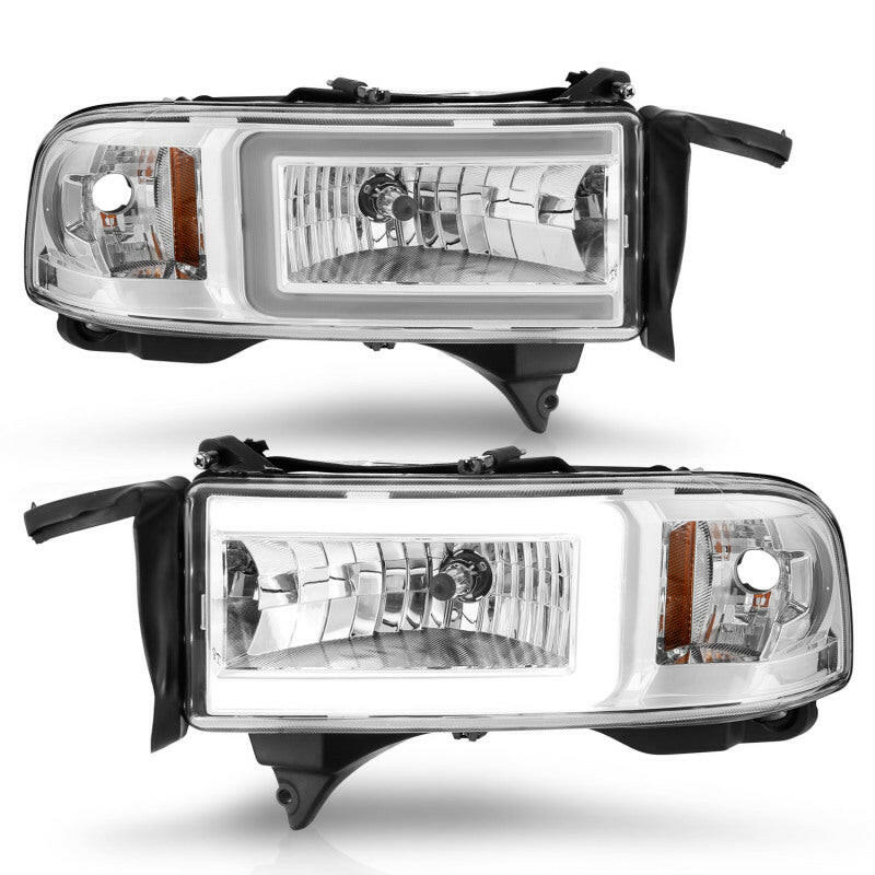 ANZO 94-02 Dodge RAM Crystal Headlight - w/ Light Bar Chrome Housing Headlights ANZO