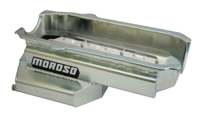 Moroso Pre-85 Chevrolet Small Block (w/Passenger Side Dipstick) Wet Sump 7qt 7-1/8in Steel Oil Pan Oil Pans Moroso