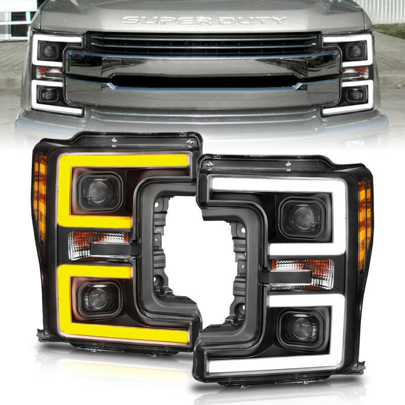 ANZO LED Headlights 17-18 Ford F-250 Super Duty Plank-Style L.E.D. Headlight Black (Pair) Headlights ANZO
