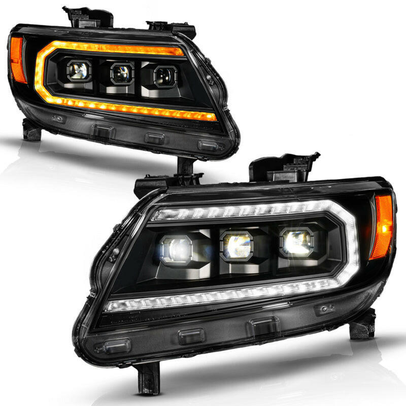 ANZO 15-22 Chevy Colorado Blk Housing Full LED DRL Projector Headlight w/ Sequential Light Bar Headlights ANZO