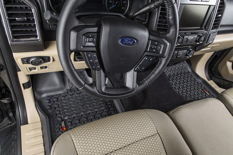 Rugged Ridge Floor Liner Front/Rear Black 2015-2017 Ford F-150 / Raptor Floor Mats - Rubber Rugged Ridge