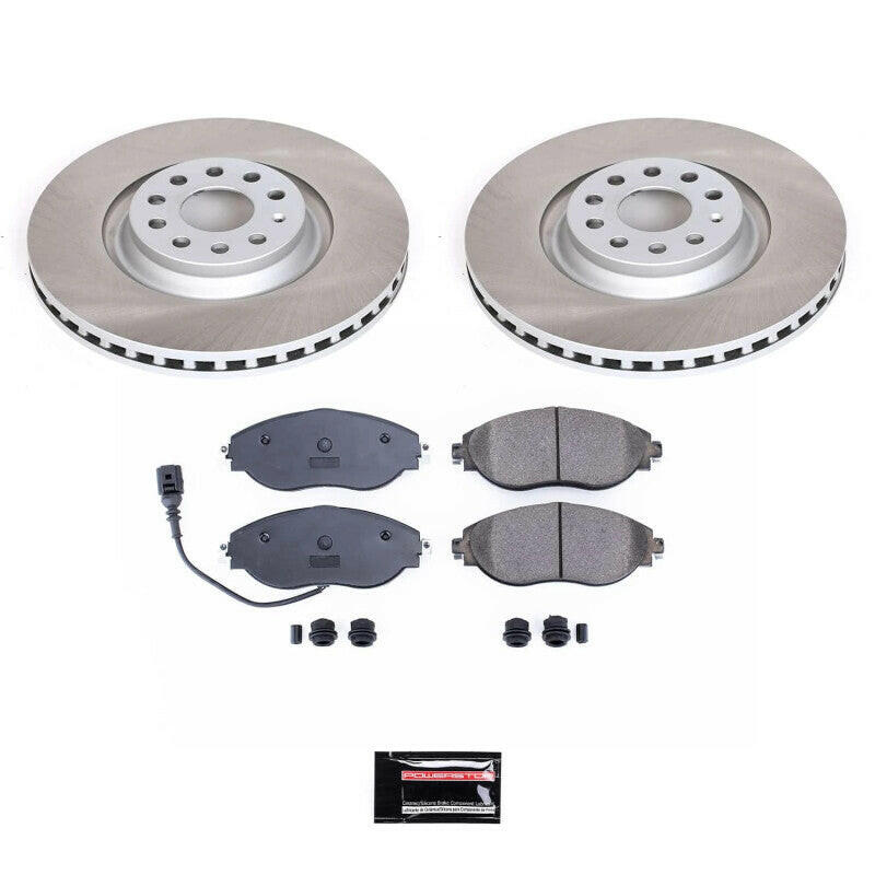 Power Stop 18-21 Volkswagen Tiguan Front Semi-Coated Rotor Kit Brake Kits - Performance Blank PowerStop