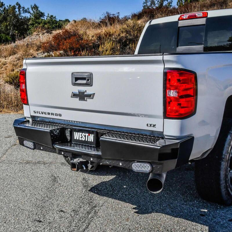 Westin 14-18 Chevrolet Silverado HDX Bandit Rear Bumper - Black Bumpers - Steel Westin