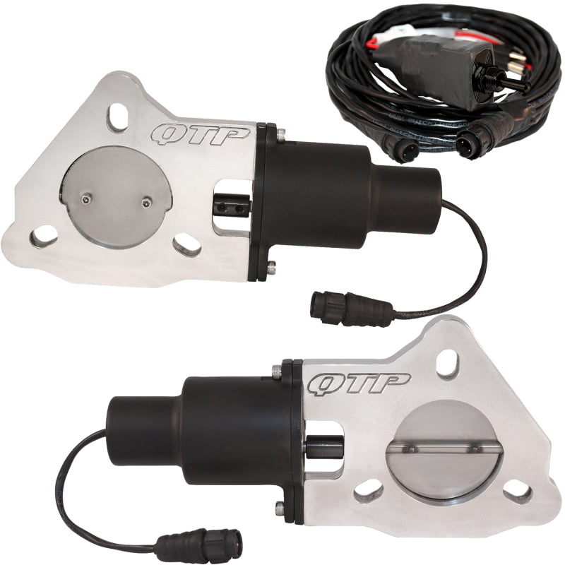 QTP 2.25in Bolt-On QTEC Dual Electric Cutout Valves - Pair Exhaust Cutouts QTP