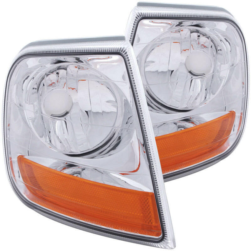 ANZO Corner Lights 1997-2003 Ford F-150 Harley-Davidson Style Corner Lights Chrome w/ Amber Rflct Lights Corner ANZO
