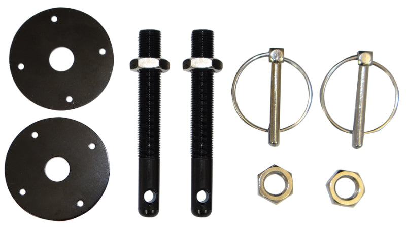 Moroso Hood Pin Set - 1/2in - Aluminum - Black - 2 Pack Hood Pins Moroso