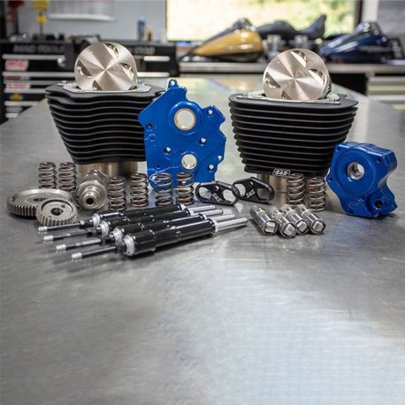 S&S Cycle 2017+ M8 124in CI Oil Cooled Power Pack w/ Black Pushrod Tubes w/o Highlight Piston Sets - Powersports S&S Cycle