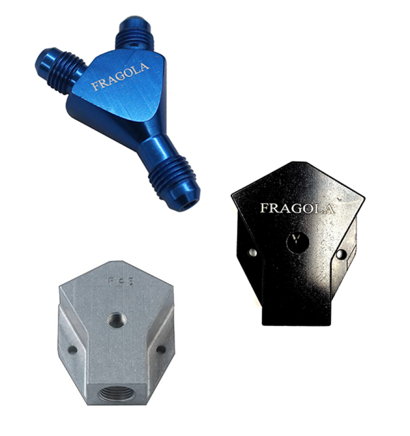 Fragola Y-Fitting -8AN Male Inlet x -6AN Male Outlets Black Fittings Fragola