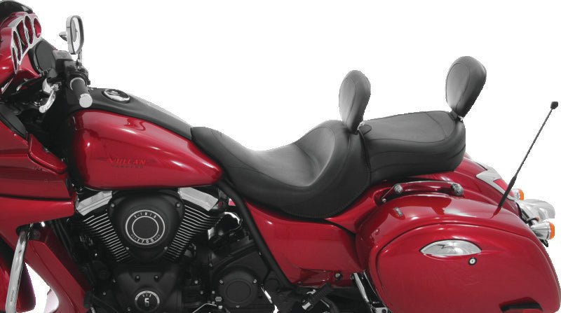Mustang 11-19 Kawasaki Vulcan 1700, Vaquero Std Touring 1PC Seat w/Driver and Pass Backrest - Black One-Piece Motorcycle Seats Mustang Motorcycle