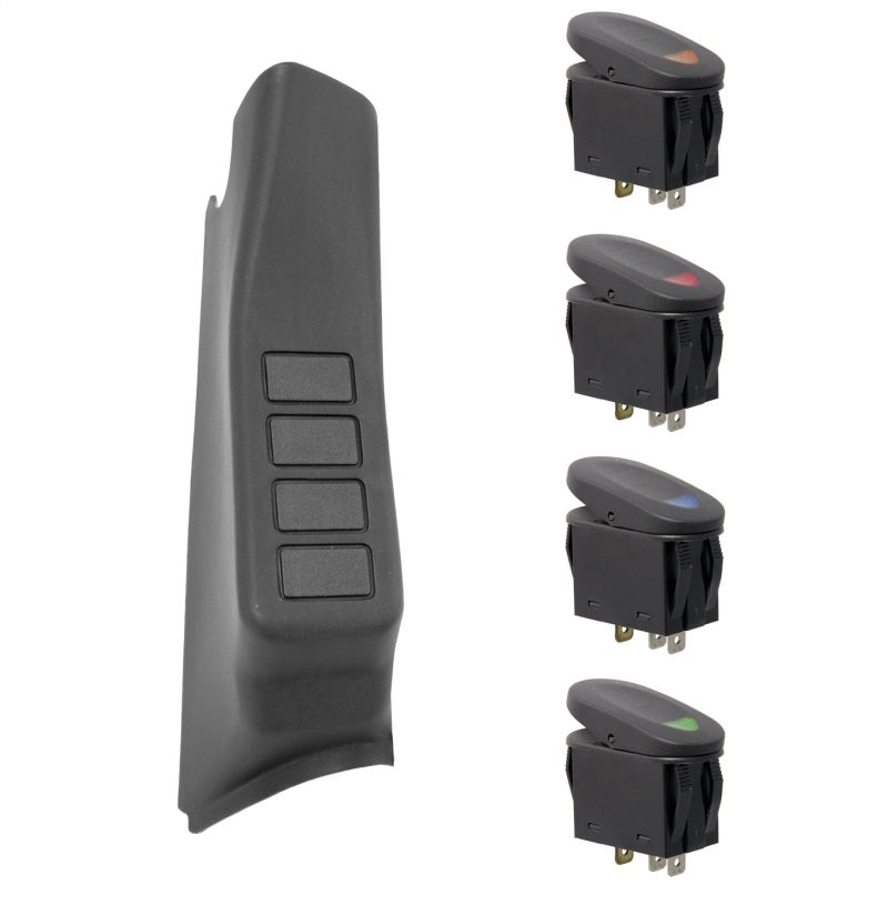 Rugged Ridge A-Pillar 4 Switch Pod Black RHD 11-18 Jeep Wrangler JK Dash & Interior Trim Rugged Ridge