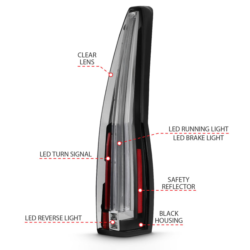 ANZO 2007-2014 Chevrolet Tahoe Led Taillights Red/Clear Tail Lights ANZO