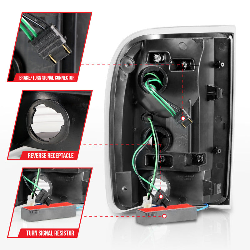 ANZO 1993-1997 Ford Ranger LED Tail Lights w/ Light Bar Black Housing Clear Lens Tail Lights ANZO