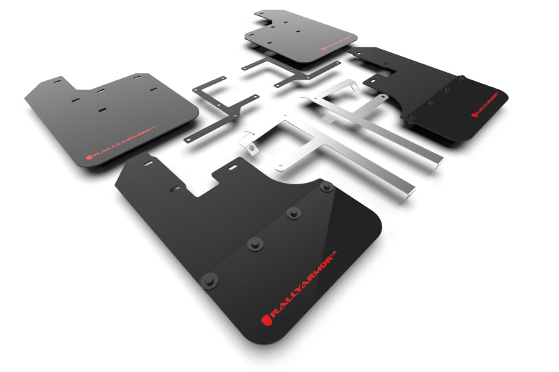 Rally Armor 19-25 Jeep Gladiator JT (Incl. Overland/Sport/Sport S) Black Mud Flap w/Red Logo Mud Flaps Rally Armor