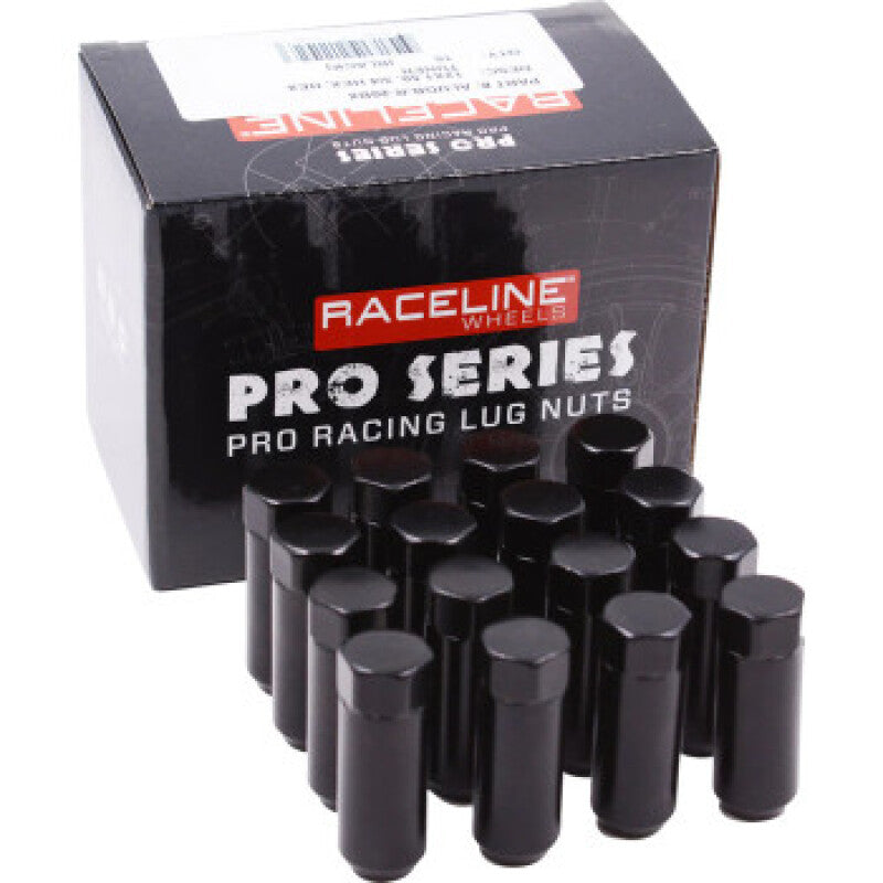 Raceline Military Lug Nuts - 3/4in -12mm x 1.5in - 16 Pack - Black Wheel Accessories Raceline