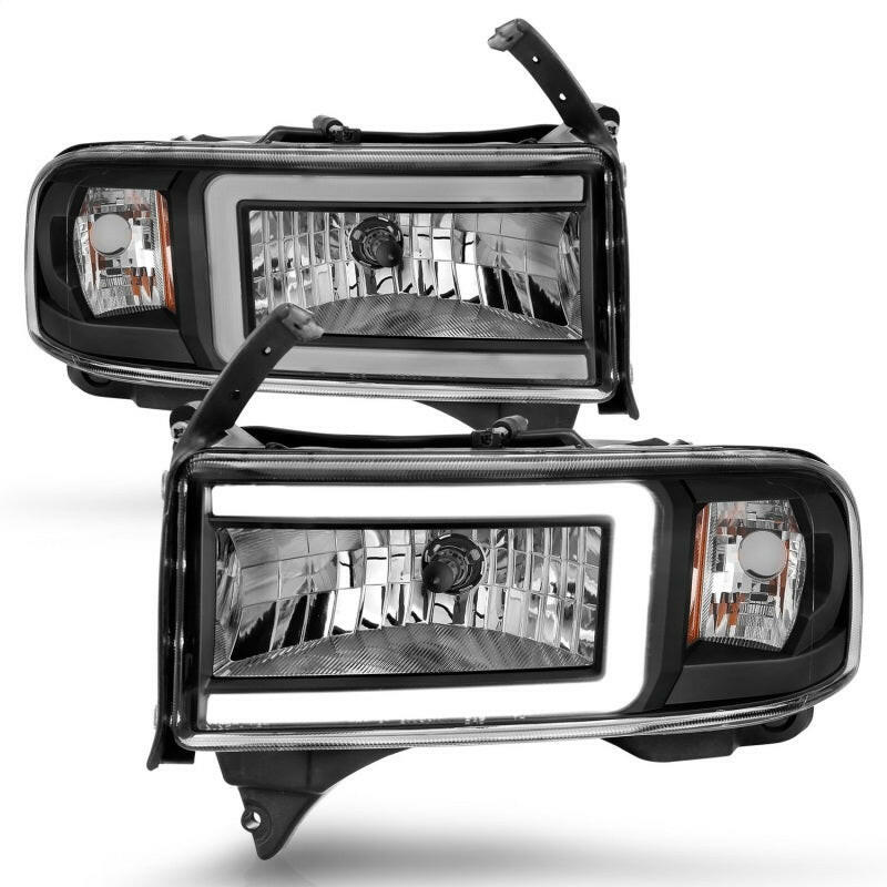 ANZO 94-02 Dodge RAM Crystal Headlight - w/ Light Bar Black Housing Headlights ANZO