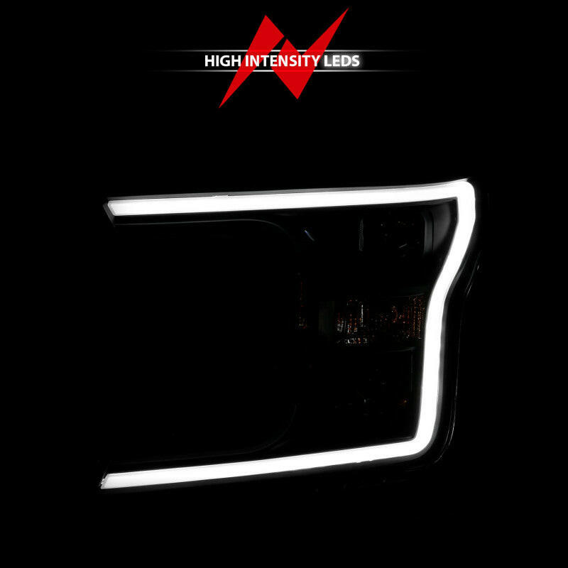 ANZO 2018-2019 Ford F-150 Projector Plank Style H.L. Black Amber (Without Switchback) Headlights ANZO