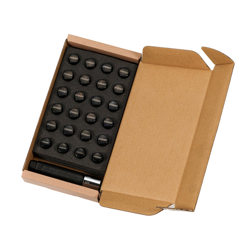 Rays M12x1.50 6 Hole 24pc Lock & Nut Set - Black Lug Nuts Rays