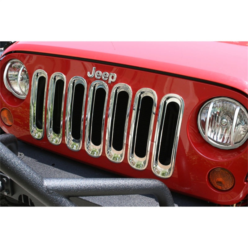 Rugged Ridge Grille Inserts Chrome 07-18 Jeep Wrangler Grilles Rugged Ridge