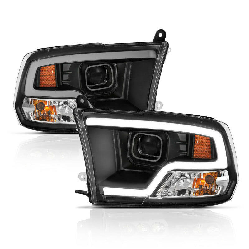 ANZO 09-18 Dodge Ram 1500 Plank Style Projector Headlights Black w/ Halo Headlights ANZO