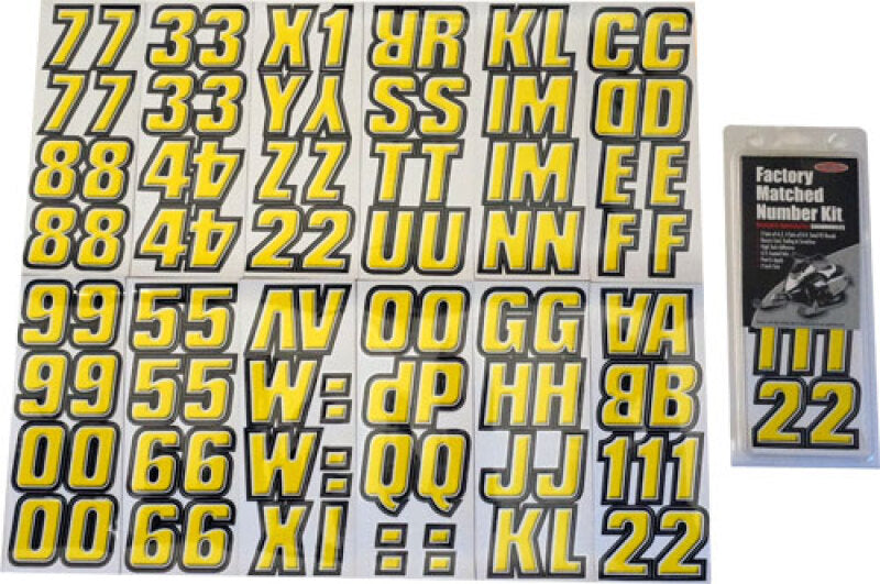 Hardline Snowmobile Lettering Registration Kit 2 in. - 500 Yellow/Black Stickers/Decals/Banners Hardline