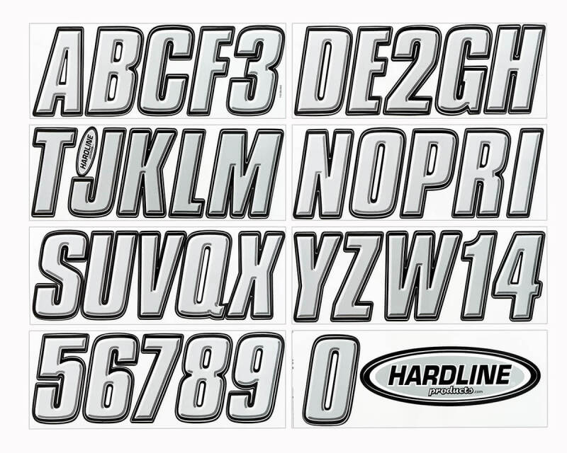 Hardline Boat Lettering Registration Kit 3 in. - 800 Silver/Black Stickers/Decals/Banners Hardline