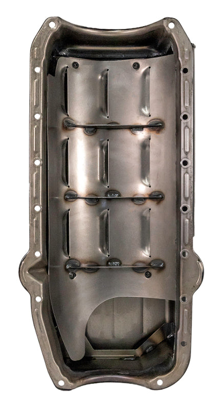 Moroso Pre-80 Chevrolet SBC/Dart Little M Power Pouch Wet Sump 7qt 8.25in Steel Oil Pan - Black Oil Pans Moroso