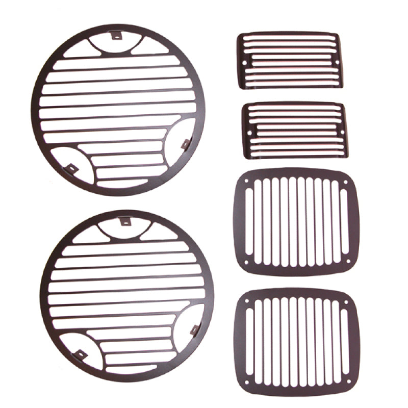 Rugged Ridge 97-06 Jeep Wrangler Billet Stone Guard Set Light Covers and Guards Rugged Ridge