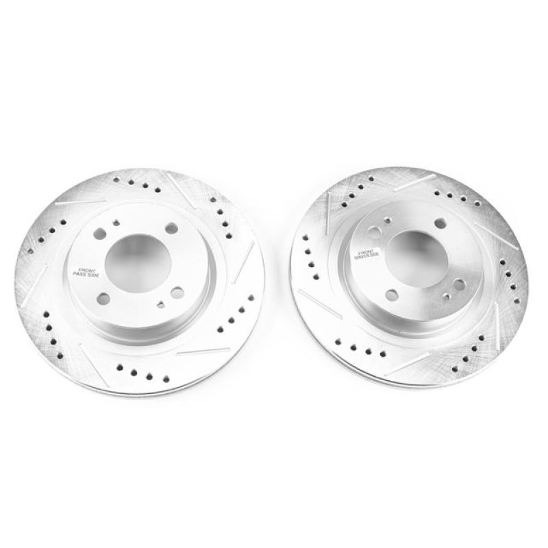 Power Stop 17-18 Mitsubishi Mirage Front Evolution Drilled & Slotted Rotors - Pair Brake Rotors - Slot & Drilled PowerStop