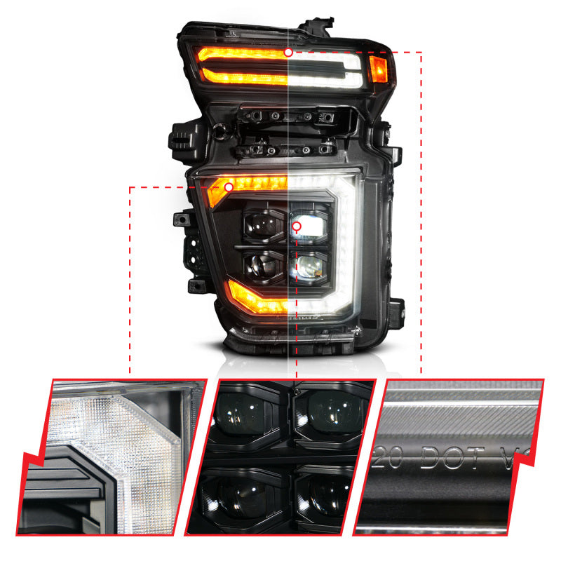 ANZO Z-Series 20-23 Chevy Silverado 2500/3500 Z-Series Full LED Proj Headlights Black - Driver Side Headlights ANZO