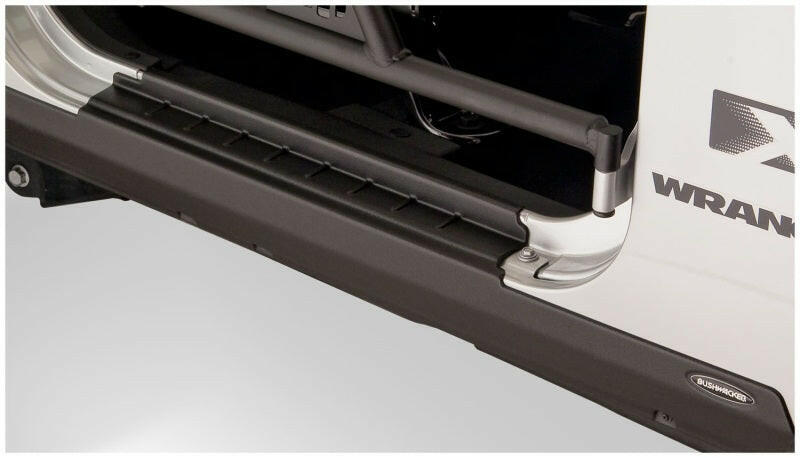 Bushwacker 07-18 Jeep Wrangler Trail Armor Rocker Panel and Sill Plate Cover - Black Body Armor & Rock Rails Bushwacker