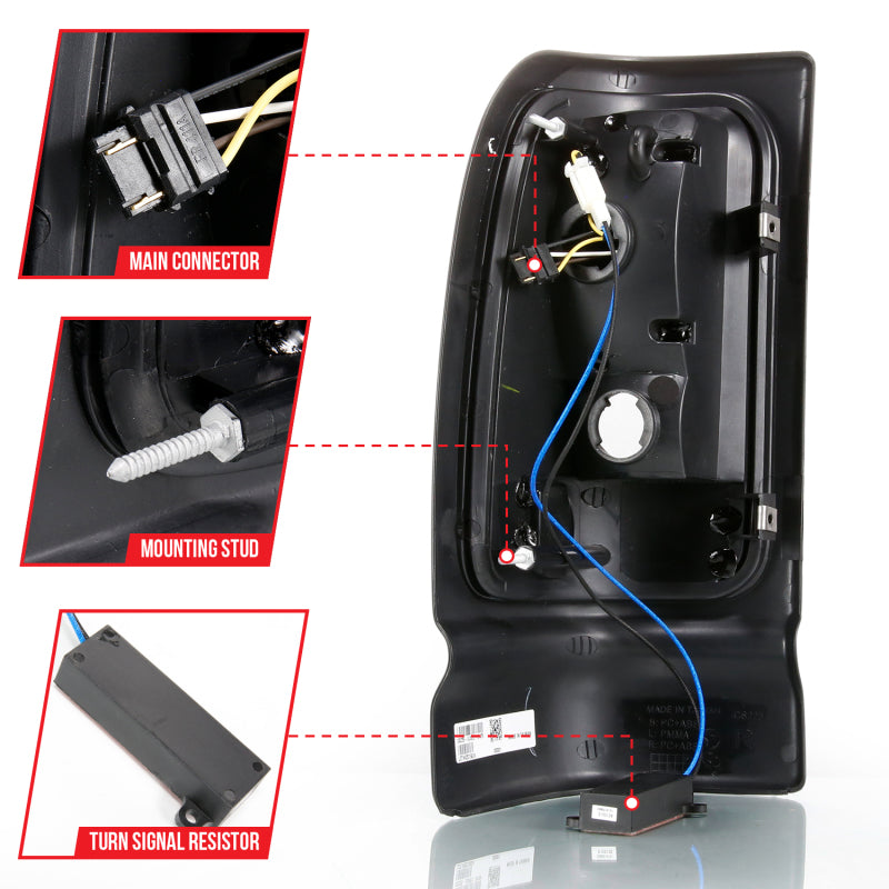 ANZO 1994-2001 Dodge Ram 1500 LED Taillights Plank Style Black w/Smoke Lens Tail Lights ANZO