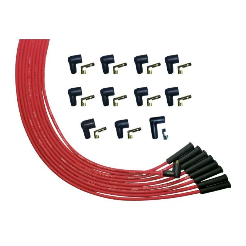 Moroso V8 Universal Str Plug Ends Non- HEI Ultra Spark Plug Wire Set - Red Spark Plug Wire Sets Moroso
