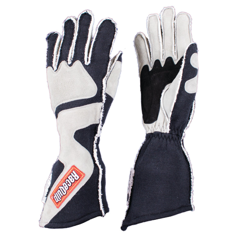 RaceQuip SFI-5 Gray/Black XL Outseam Angle Cut Glove Racing Gloves Racequip