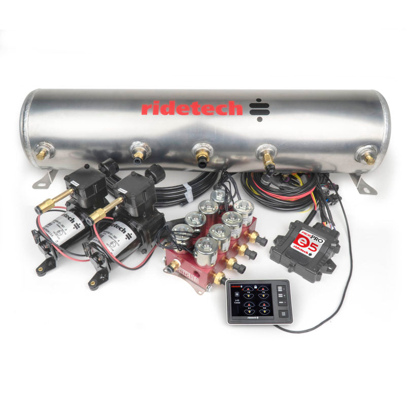 Ridetech RidePro E5 Air Ride Control System 5 Gal Dual Compressor High Flow Big Red 3/8in Valves Air Compressor Systems Ridetech