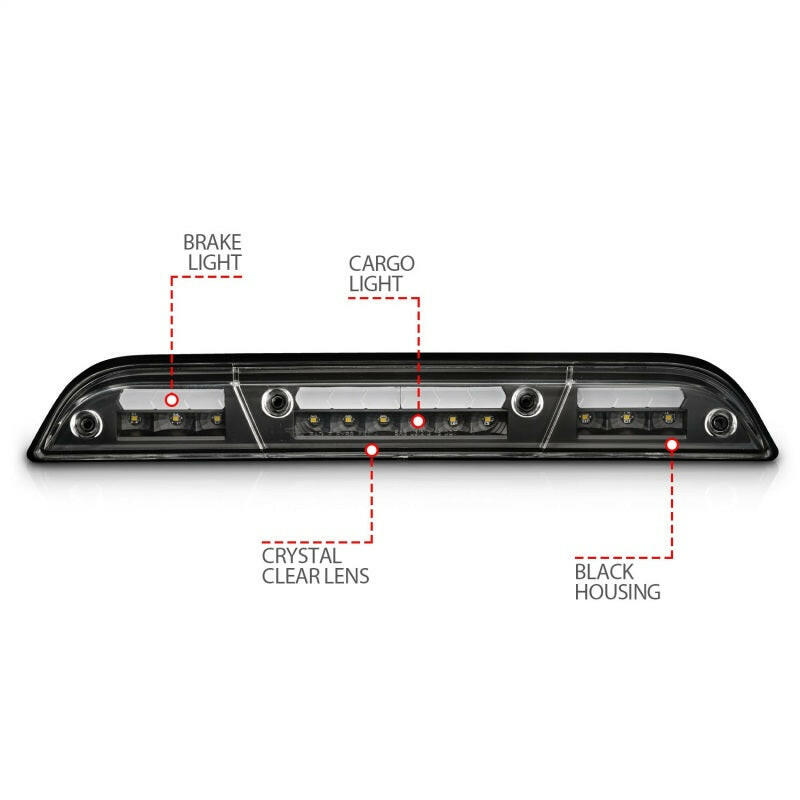 ANZO 15-20 Ford F-250 - F-550 LED Third Brake Light - Black Housing/Clear Lens Lights Corner ANZO