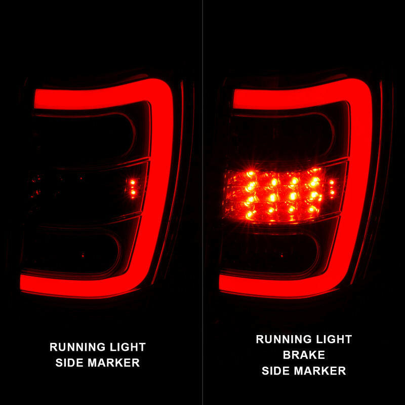 ANZO 1999-2004 Jeep Grand Cherokee LED Tail Lights w/ Light Bar Chrome Housing Red/Clear Lens Tail Lights ANZO