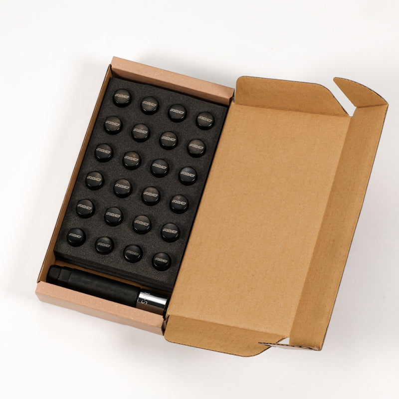Rays M12x1.25 5 holes 16pcs nut, 4pcs Lock nut, 1 adapter & 1 lock nut key - Black Lug Nuts Rays