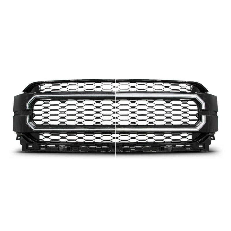 ANZO 21-23 Ford F150 Black Housing Full LED Light Tube Front Grille Headlights ANZO