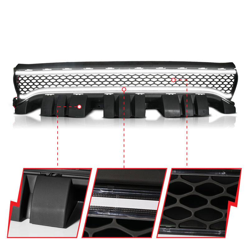ANZO 15-23 Dodge Charger Black LED Grille w/ Initiation & Running Light/DRL Bar Lights Corner ANZO