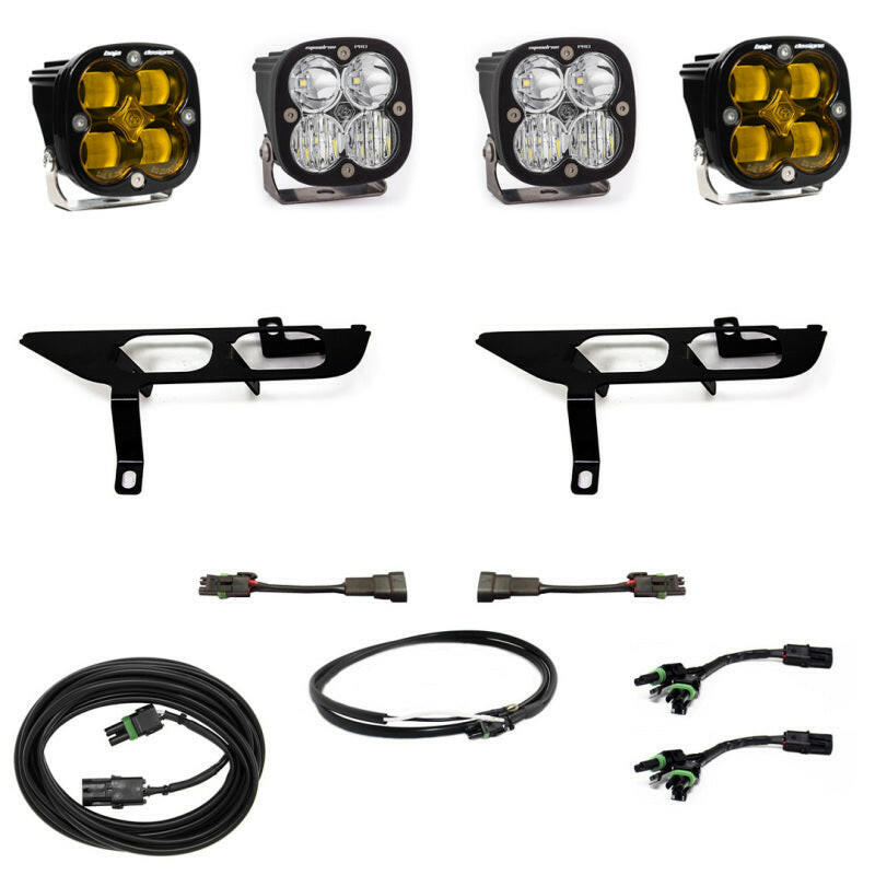 Baja Designs 2021+ Ford F150 Fog Pocket Kit SAE Amber Squadron Sport DC with Upfitter Light Bars & Cubes Baja Designs