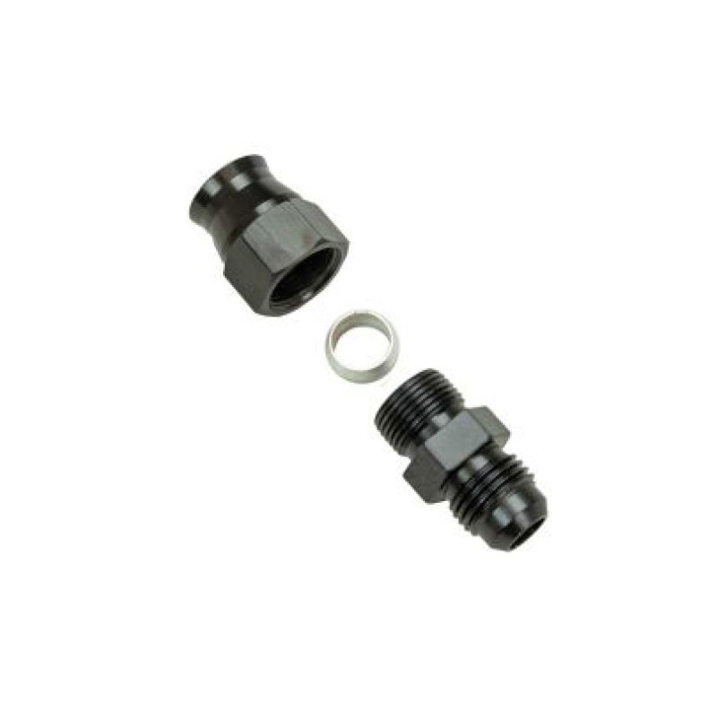 Moroso Aluminum Fitting Adapter 6AN Male to 3/8in Tube Compression - Black Fittings Moroso