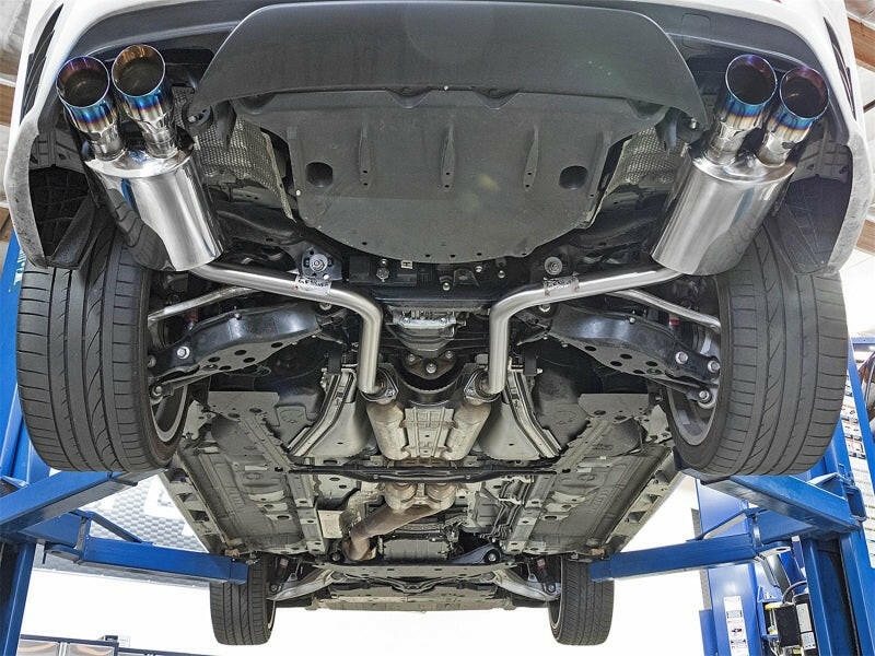 aFe Takeda 16-17 Lexus RC 200T 2.0L (t) 2in. SS Axle-Back Exhaust System w/Polished Blue Tips Axle Back aFe